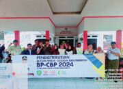 Petugas Pos Indonesia Bagikan Bantuan CBP Badan Ketahanan Pangan Pemerintah Kepada 1200 Warga